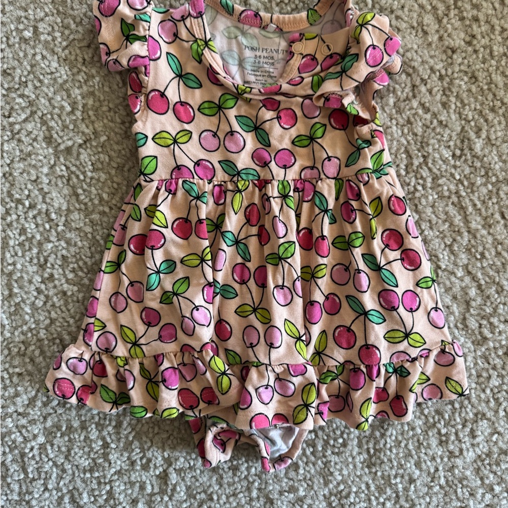 Pink Cherry Print Baby Romper